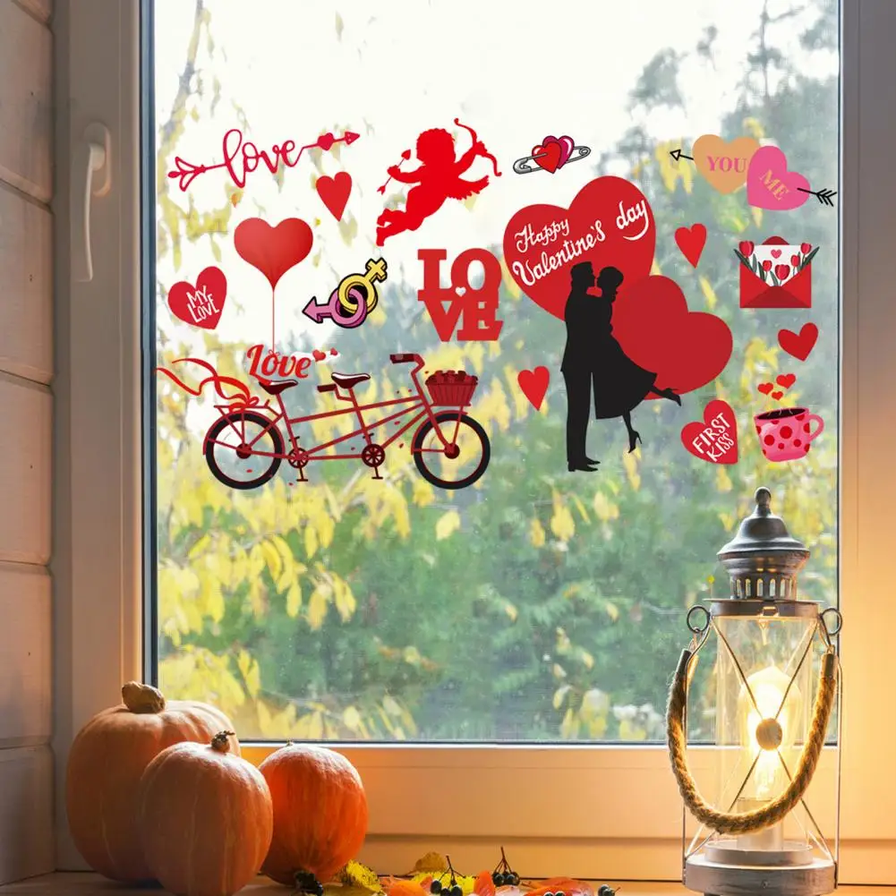 Двухсторонние наклейки на окна романтические День святого Валентина украшения в