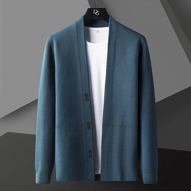 Solid Color Cardigan Jacket Men 2022 Fall Knit Casual Cardigan Coat Men Korean Khaki Black Gray Cardigan Jacket Men Clothing