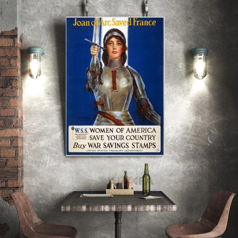 Картина на холсте с изображением Иоанны дуги винтажный постер настенная