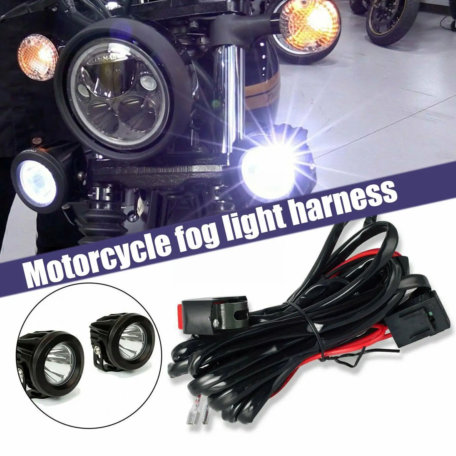 

12 В, мотоциклетная противотуманная лампа, переключатель, ремень, мотоциклетная фара, точечная лампа, фотолампа, комплект для Atv, Автомобильн...