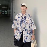 summer hawaiian shirts men fashion printed casual shirts men korean style loose short sleeve shirts mens flower shirts m 2xl
