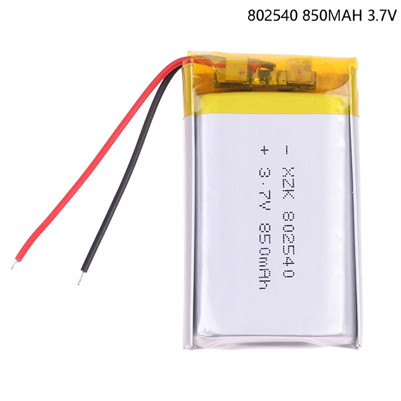 

1pcs 802540 3.7V 850mAh Li-Polymer Rechargebale Li-ion Battery For DVD PDA Camera Voice Recorder Massager Bluetooth Earphones
