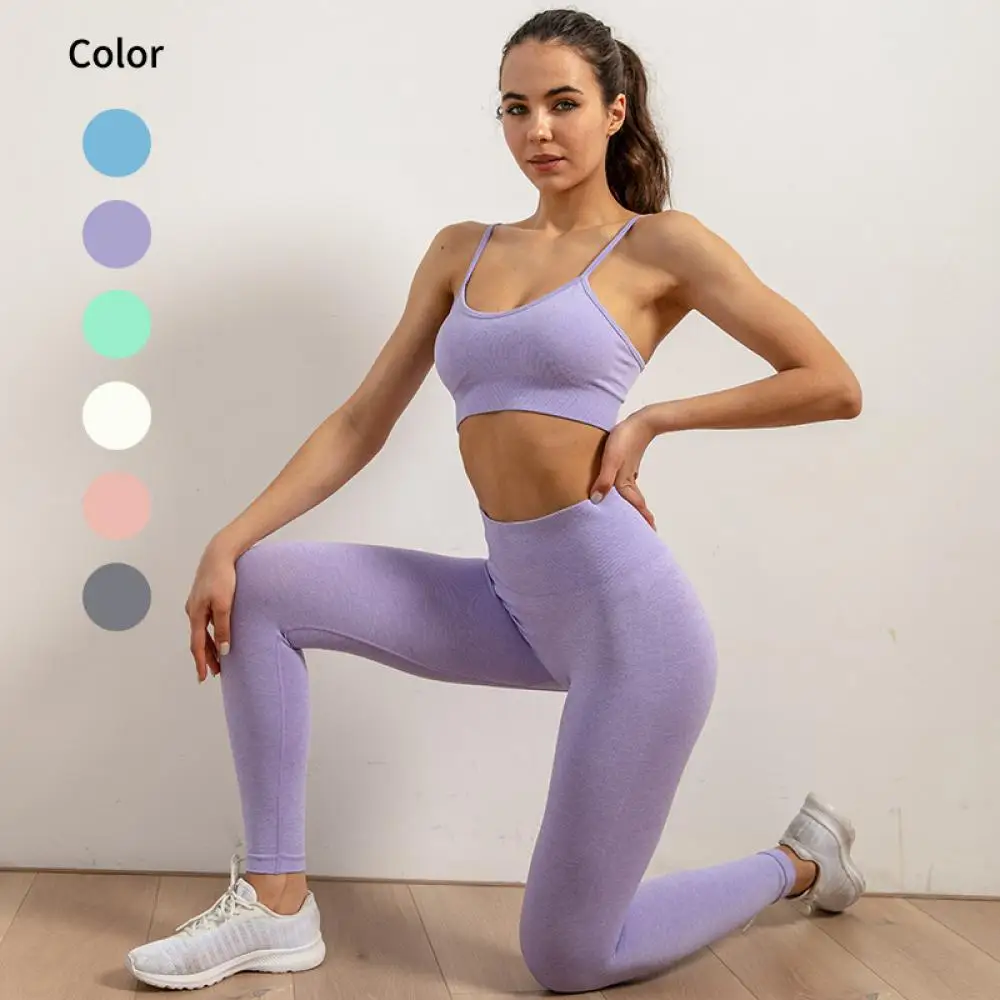 Seamless Yoga Set Women Gym Clothing Workout Sportswear Sport Set Women Hight Waist Seamless Leggings Fitness Sport Bra Crop Top
