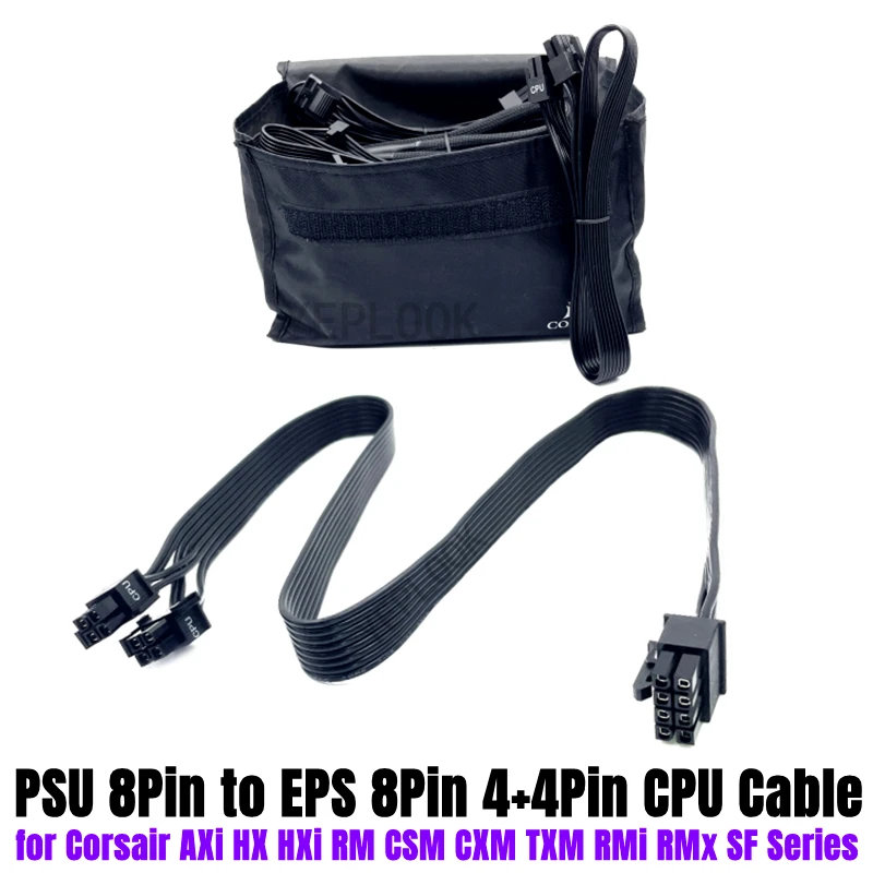 Original PSU 8Pin to EPS 8Pin 4+4Pin CPU Power Cable for Corsair RMi RMx AXi HX HXi RM CSM CXM TXM SF Modular Power Supply Units