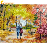 chenistory diy frame paint by numbers couple on canvas for adult kit diy handpainted painting landscape picture paint home decor