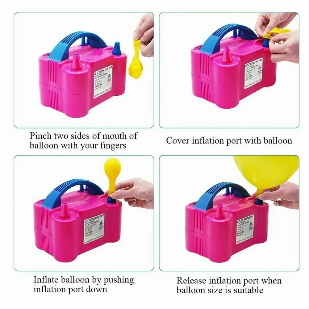 

1 X Inflator Pump Portable Dual Nozzle Electric Balloon Pump Inflator Air Blower Party Birthday 220-240V