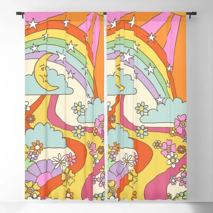 Ретро хиппи с принтом в стиле бохо плотные шторы 3D оконные для спальни гостиной