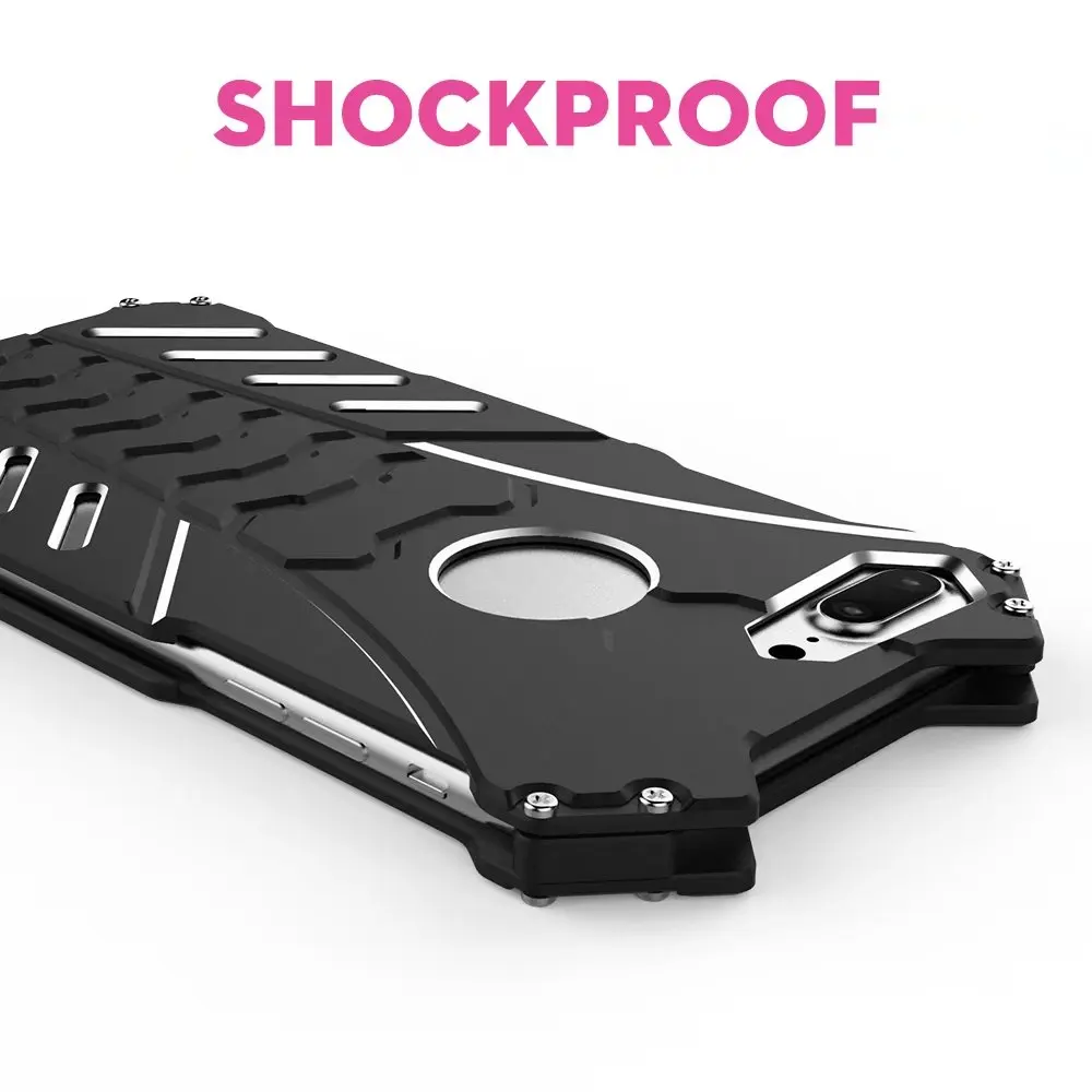 R-just Heavy Dust Metal Aluminum Armor Case Cover For Iphone 7 8 Plus I8 I8p +holder Black Cover For Iphone Se 2020