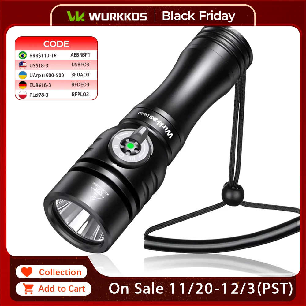 

Wurkkos DL02 фонарик для дайвинга 3000LM