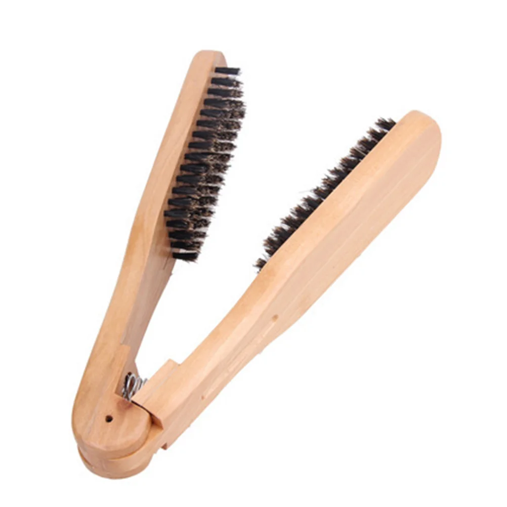 

1pc Hair Straightening Brush V-shaped Wooden Anti-static Hair Comb Hairdressing Tool Hair Straightener for Salon