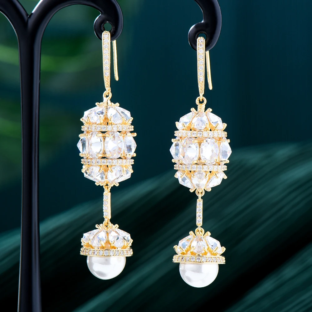 

Missvikki роскошные золотые жемчужные висячие серьги с фианитами женские массивные Круглые Серьги Свадебная вечеринка Искусственный подарок