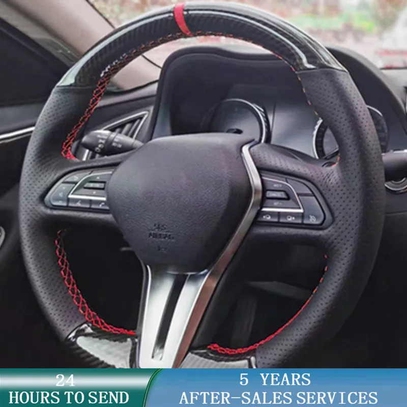 

Customized Car Steering Wheel Cover Carbon Fiber Suede Braid For Infiniti QX50 2018-2020 Q50 2018 2019 2020 Q60 2016-2020