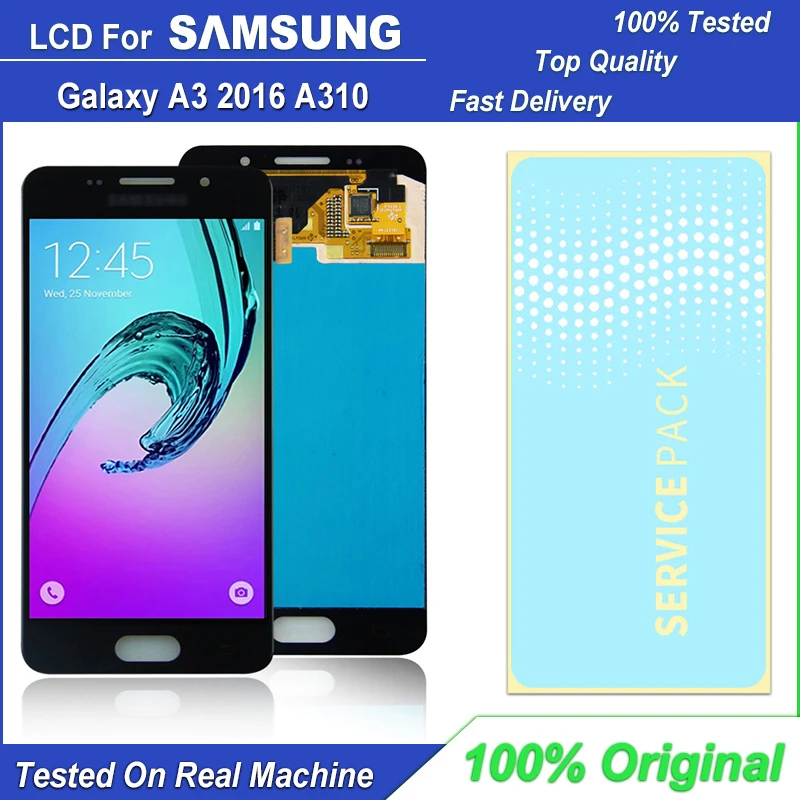 

ЖК-монитор Super AMOLED 4,7 "A310F, оригинальный цифровой сенсорный экран с ЖК-дисплеем в сборе для Samsung Galaxy A3 2016 A310 A310F A3100