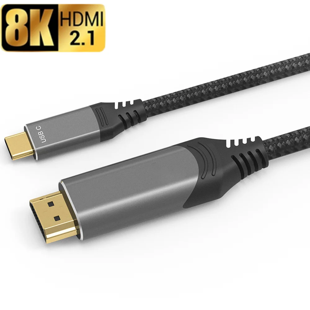 

Кабель USB C-HDMI совместимый с интерфейсом Thunderbolt 4, 8K, 30 Гц, 4K, 120 Гц, 48 Гбит/с, HDR, 4:4:4 для MacBook Pro, 2 м