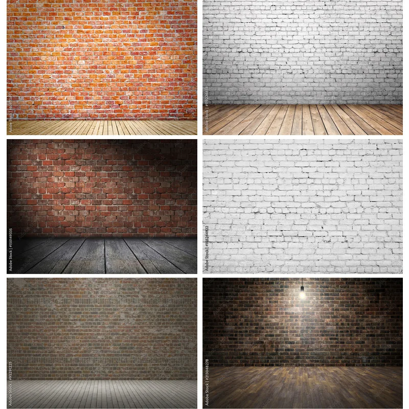 

Durable Less Wrinkles Vintage Brick Wall Wooden Floor Photography Backdrops Photo Background Studio Prop 211218 ZXX-18
