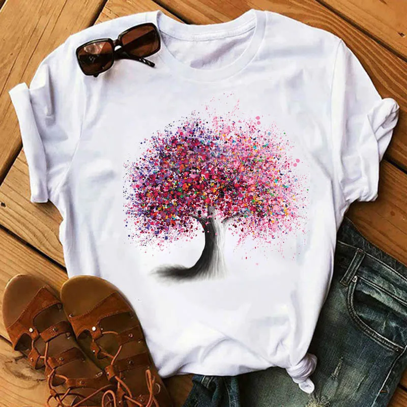 

Rainbow Soul Tree Print T Shirt New Women T Shirt Harajuku Short Sleeve Tops Female Summer Tee Shirt Women Cute Graphic T-shirts