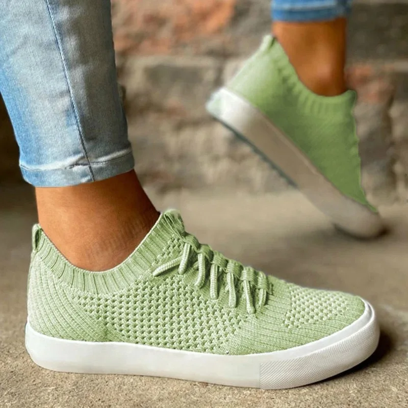 

New Women's Casual Shoes Fashion Fly Woven Lace-up Breathable Flats Simple Solid Color Outdoor Non-slip Loafers Sapatos Casuais