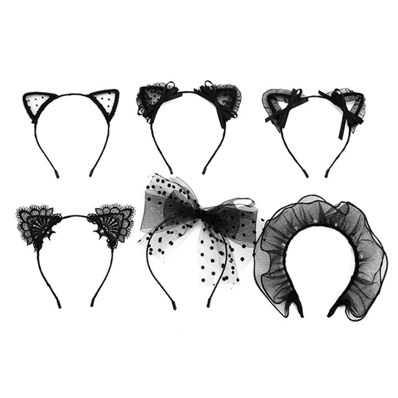 

Lolita Headband Lace Bow Ear Hair Hoop Hair Accessories for Friends Birthday