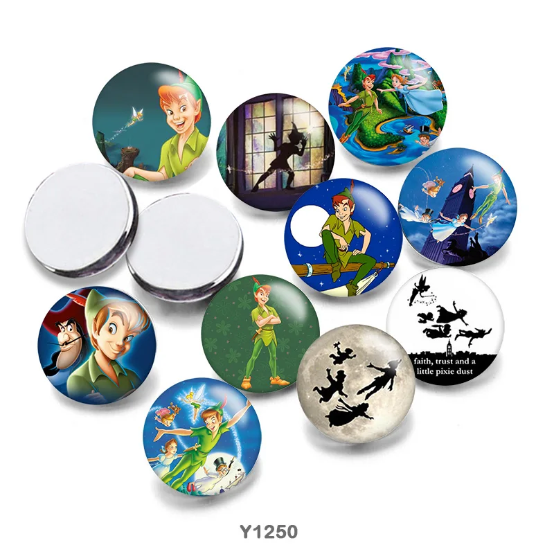 

Круглый Кабошон из фотостекла Disney Peter Pan, модель G1250, 12 мм/20 мм/25 мм, демонстрация плоской задней части