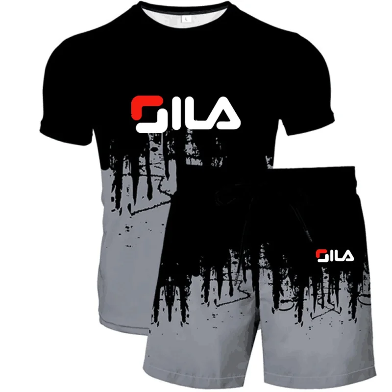 Summer new men's short-sleeved shorts suit high-quality men's short-sleeved T-shirt men's beach pants breathable anti-pilling me