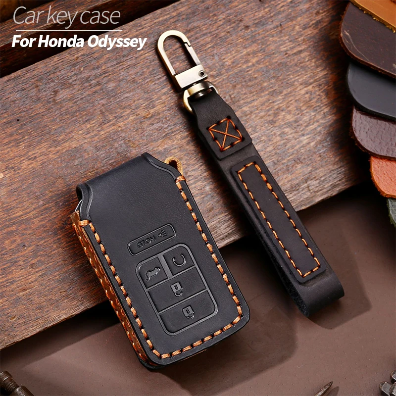 

Case Keyring Car Key Box Cover Shell Buckle For Honda Odyssey Fashionable Retro Styleunique Style Cowhide Bag Accessories