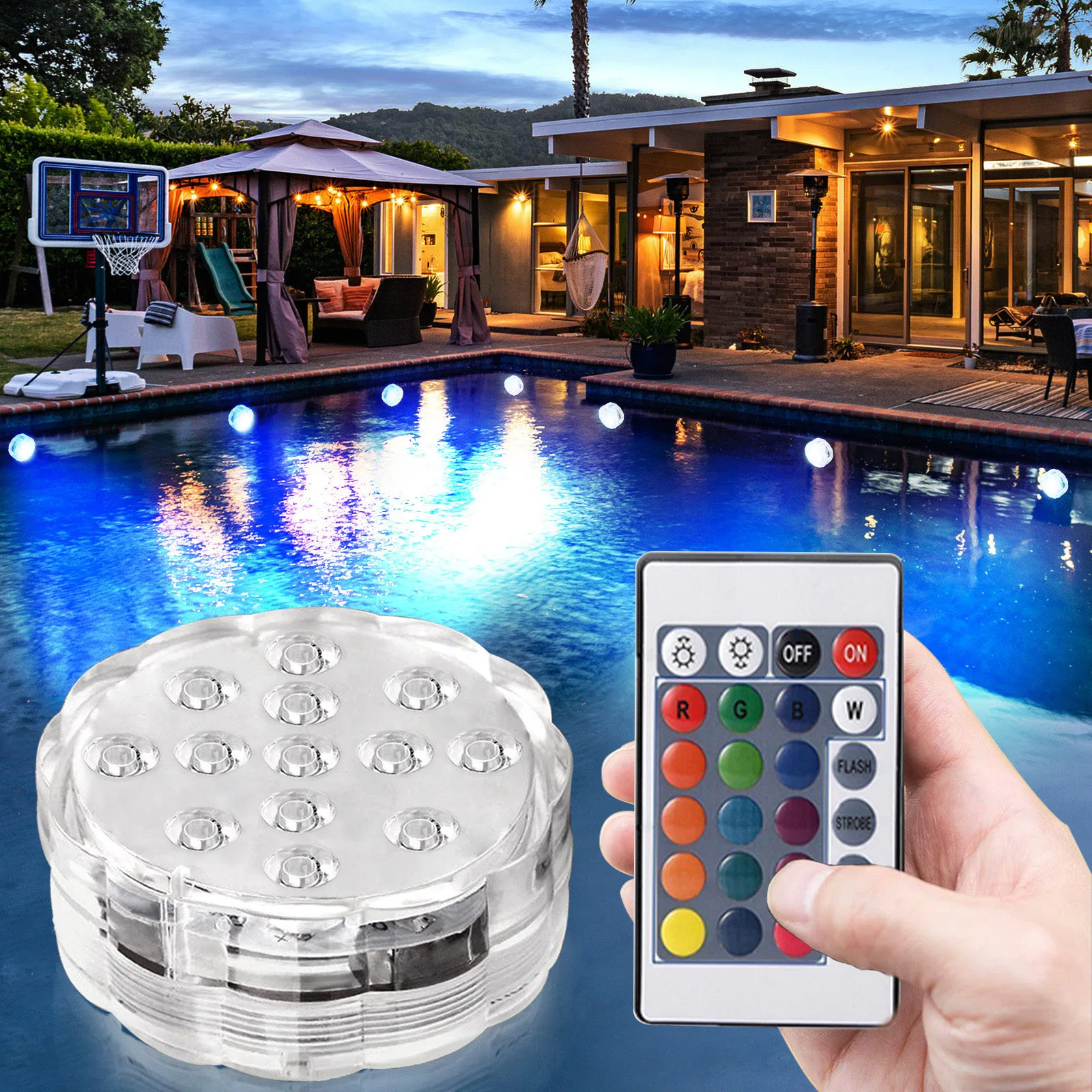 

13LED Submersible Light Diving 16 Colors With Magnet and Suction Cup For Outdoor Pond Fountain Vase Swimming Pool Decoration