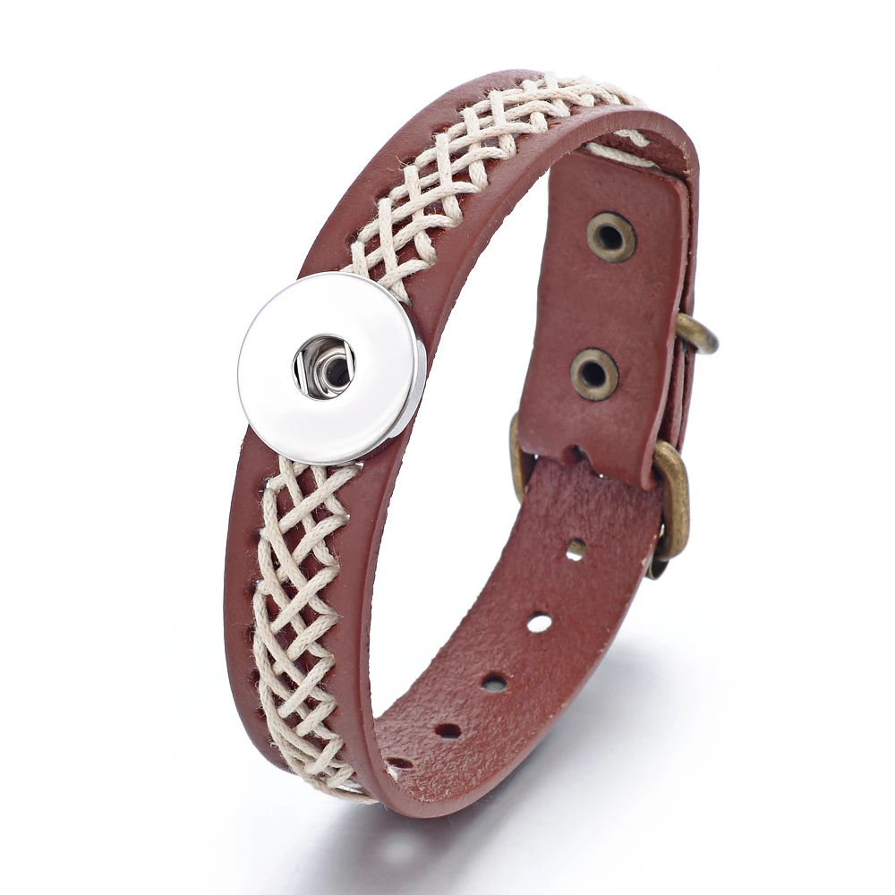 

Оптовая продажа, коричневый браслет 10 шт./лот для мужчин, 18 мм, подвески, застежка, браслет из натуральной кожи, браслет ручной вязки, Рождественская елка