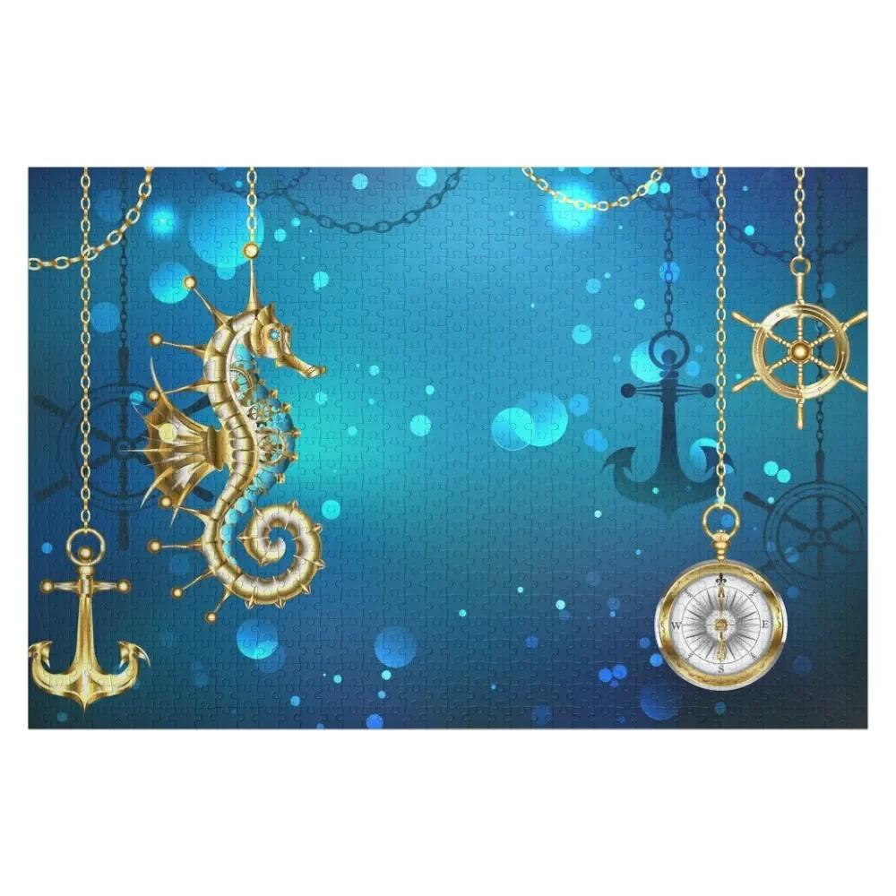 Погружной механический пазл с морским коньком подарок на заказ деревянная