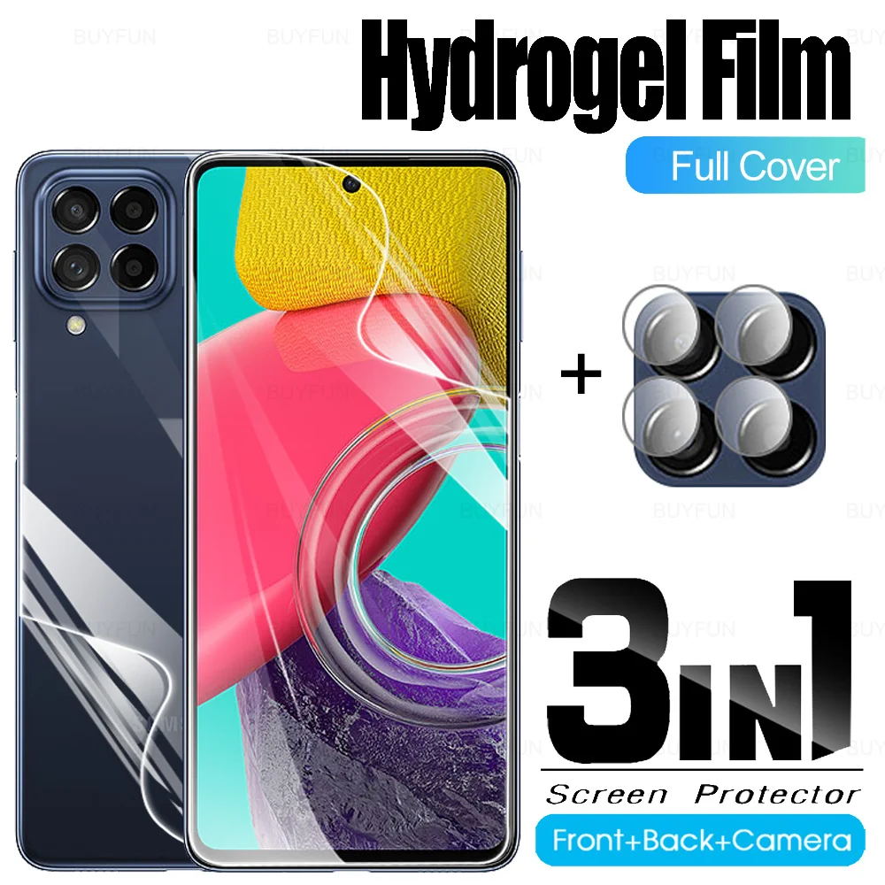 

Гидрогелевая пленка 3 в 1 для Samsung Galaxy M53, проектор объектива камеры для Samsung M53 Samsun M 53 6,7 дюйма, защитная пленка, не стекло