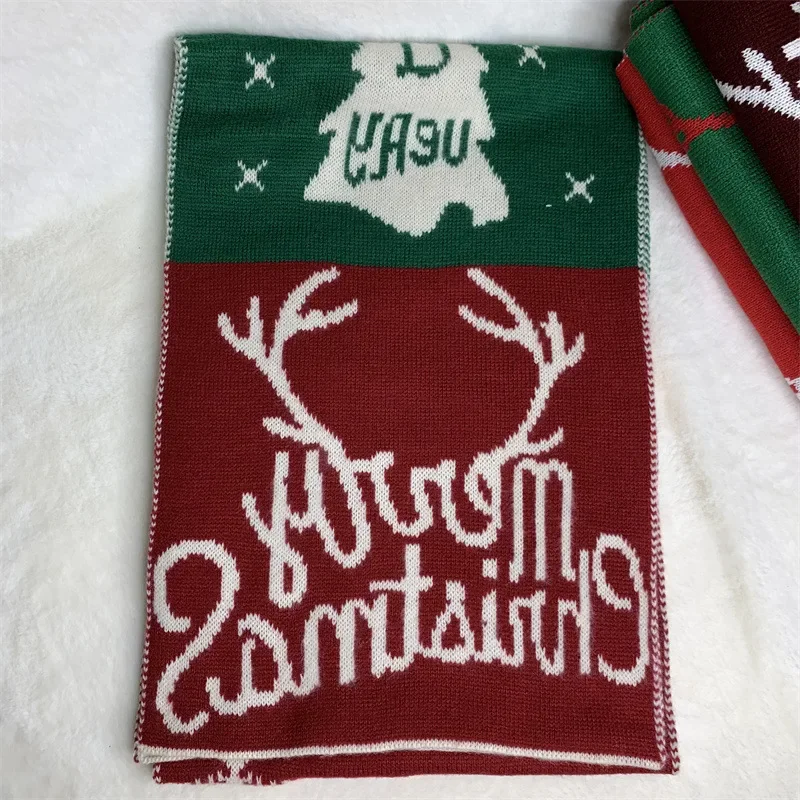 Красный шарф с рождественскими рогами новый осенне-зимний утолщенный теплый