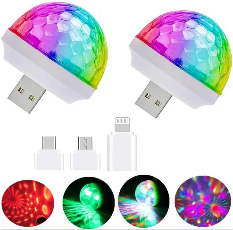 

Мини-фонари для дискотеки и 6 телефонных наклеек, 2 USB-порта