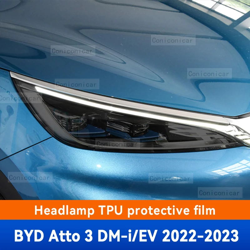 

Для BYD ATTO 3 DM-i EV 2022 2023 Автомобильная фара Черная защитная крышка из ТПУ пленка Передняя подсветка меняющая цвет стикер аксессуары