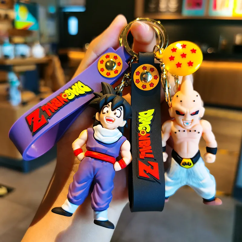 Bandai Anime Son Goku Kuririn Bobo Pilaf Chiaotzu Majin Buu Keychains Dragon Ball Z Key Chain Accessories Decoration Figure Gift