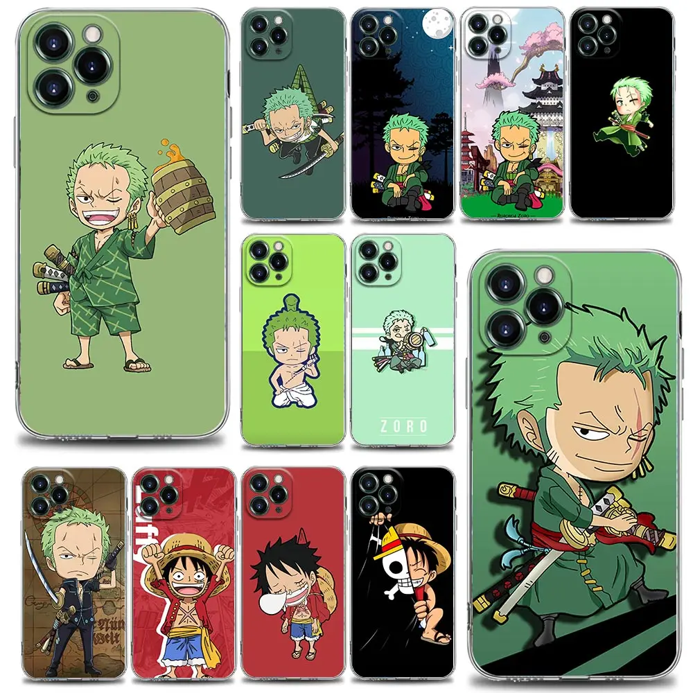 

Cartoon One Piece Zoro Luffy Phone Case for iPhone 13 12 11 SE 2022 X XR XS 8 7 6 6S Pro Mini Max Plus TPU Case Cover BANDAI