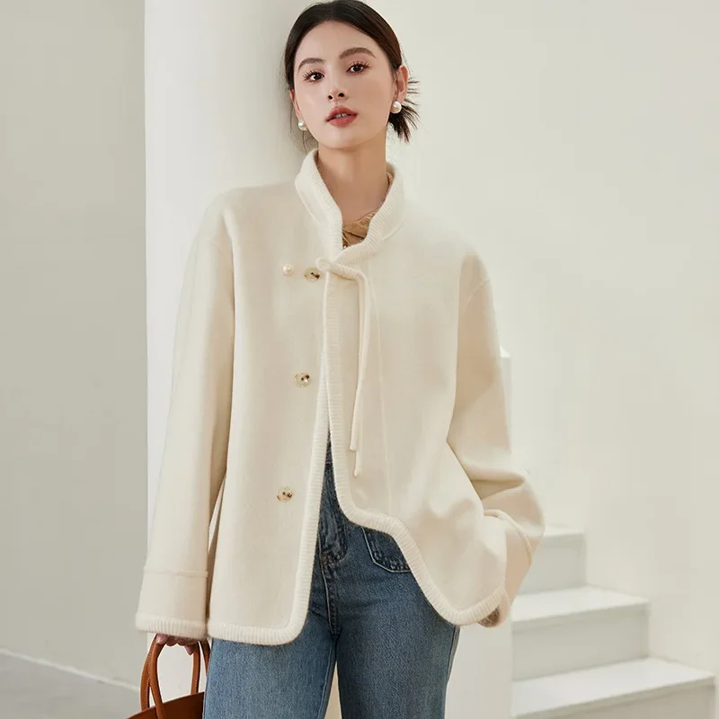 

New Chinese Disc Buckle Double-sided Cashmere Coat Women's Autumn and Winter New High-end Coat