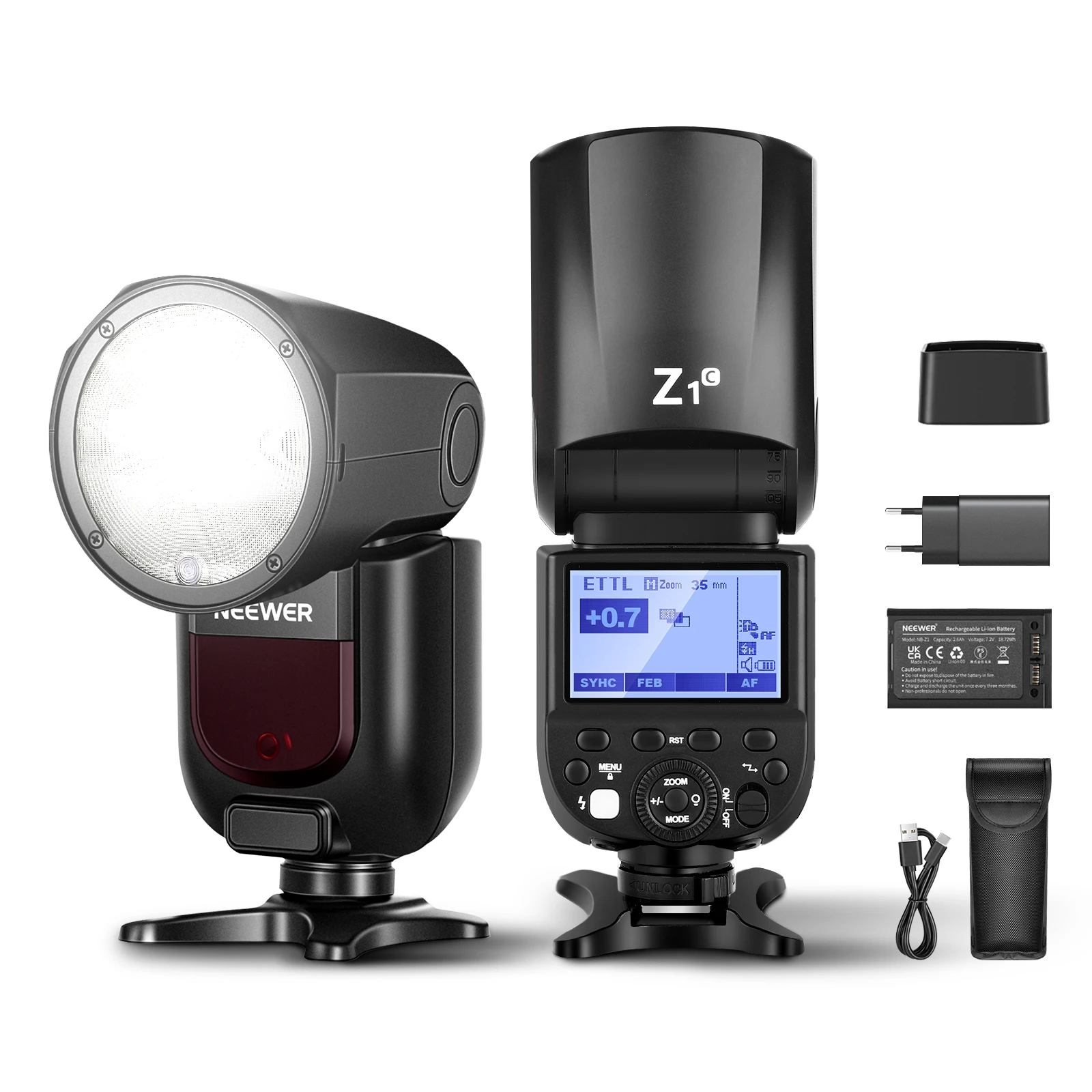 

Neewer Z1-C Round Head Flash Speedlite For Canon DSLR Cameras, TTL Speedlite 1/8000s HSS Flash With 10 Levels LED Modeling Lamp