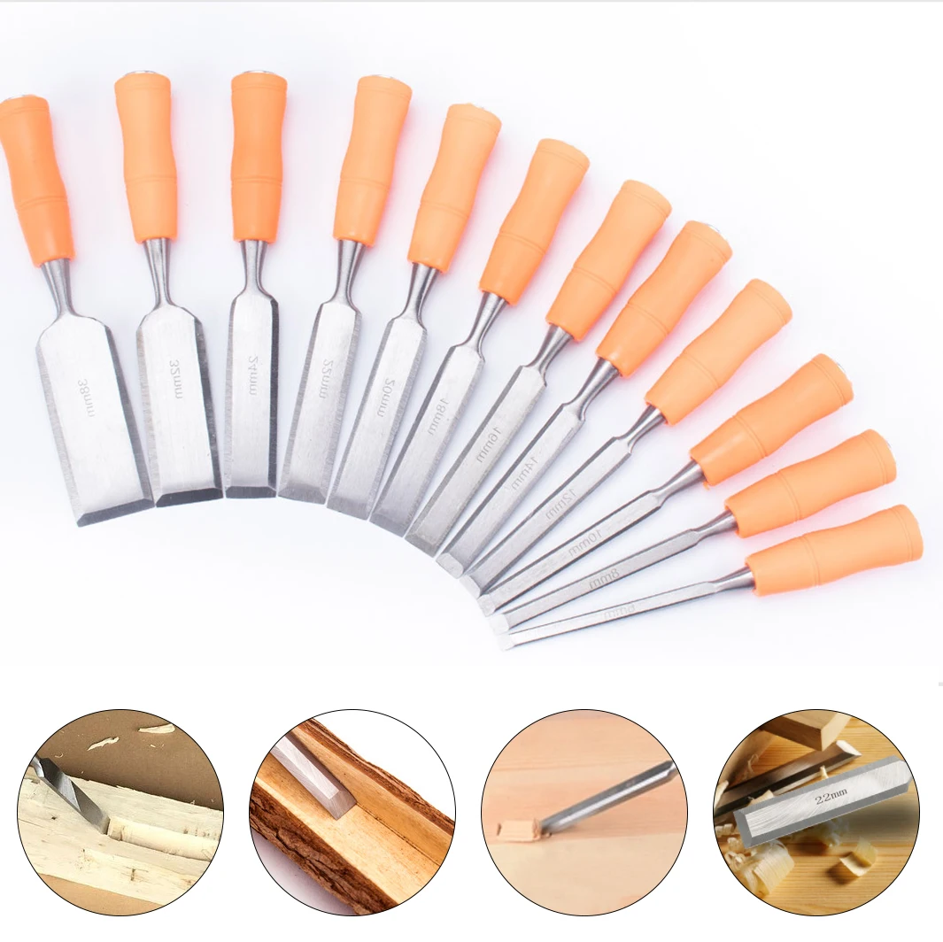 1Pcs Wood Chisel Tools 6mm~32mm Flat Chisel Wood Carving Tools DIY Woodworking Carving Knife For Woodcut Working Carpenter