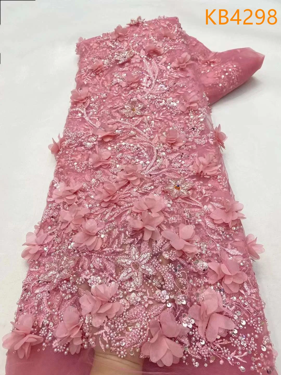 Кружевная ткань с зелеными блестками Новые африканские ткани 2024 белый тюль 3D