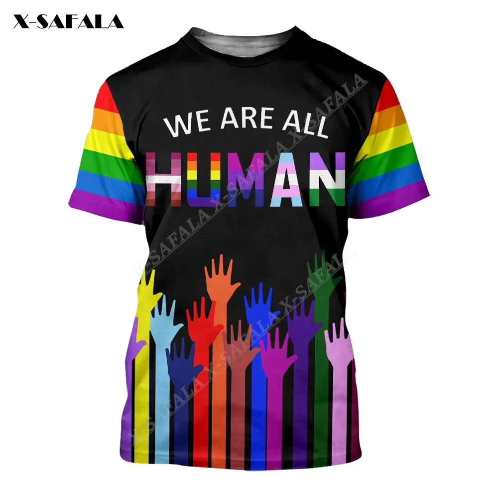 

ЛГБТ Радуга, фестиваль Прайд We Are All Human, 3D печать, высокое качество, молочное волокно, ЛГБТ-футболка, мужские футболки, Женский Повседневный Топ, подарок для Gaymer