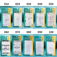 1 sheet 5d vivid relief carved adhesive nail art acrylic stickers decals various pattern embossed lace pop design manicure