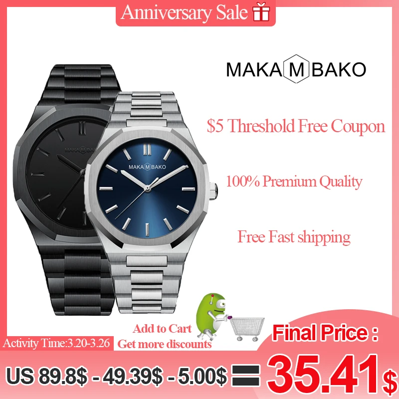 

Original top brand all-black stainless steel men's watch belt classic business waterproof Japanese sports quartz men's watch set