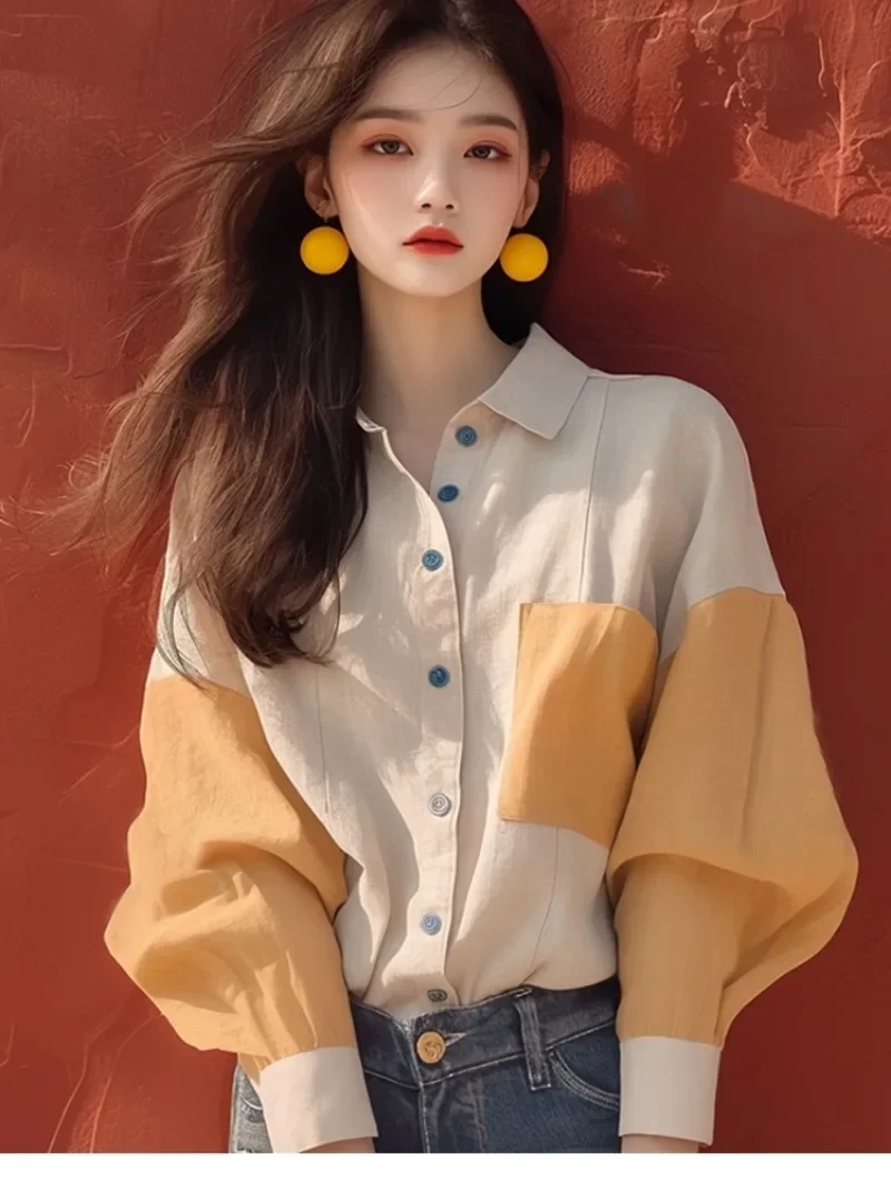 Шифоновая винтажная женская рубашка