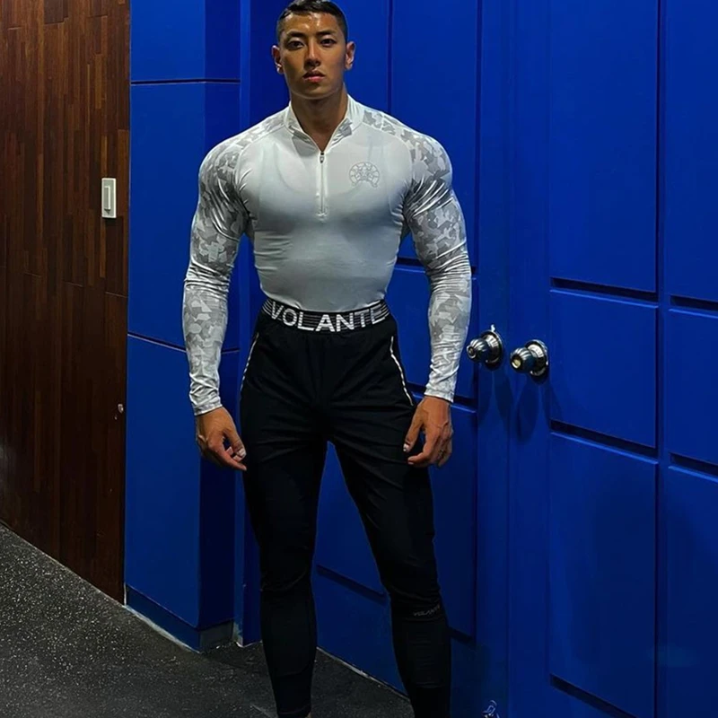 Футболка мужская облегающая с длинным рукавом эластичная компрессионная