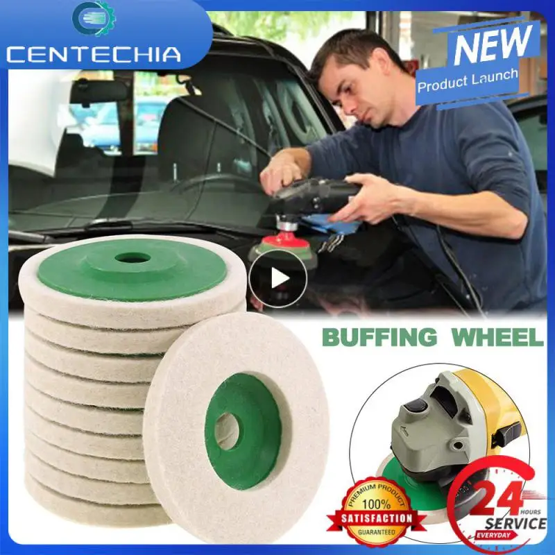 

10 Pack 4in Round Wool Felt Discs Polishing Wheel Buffing Pad For Angle Grinder Polishing Aperture 16mm