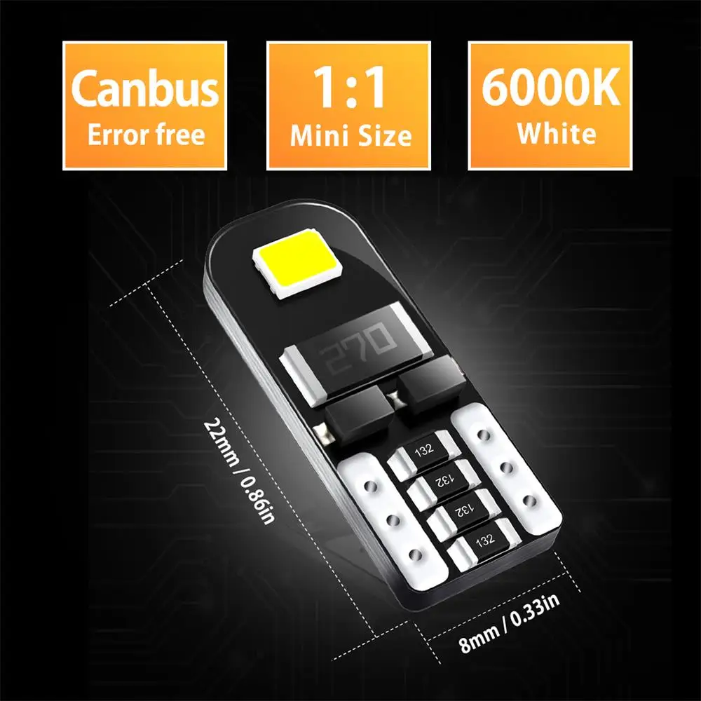 OXILAM 10 шт. T10 LED W5W Светодиодная лампа Canbus без ошибок супер яркие автомобильные