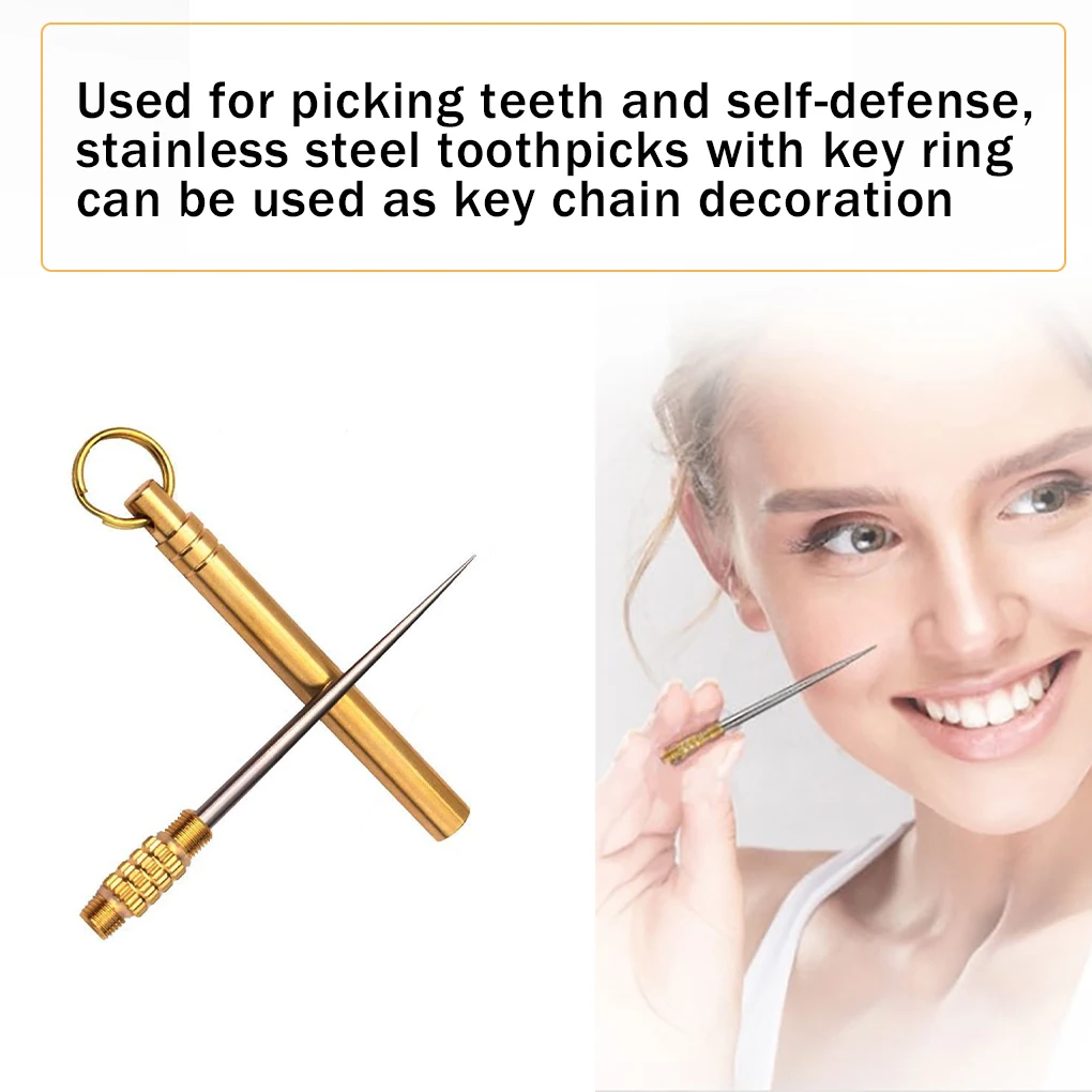

Brass Toothpick Smooth Surface Long Handle Metal Toothpicks Cleaning Supplies Dental Tool Tube Warehouse Fruit Fork