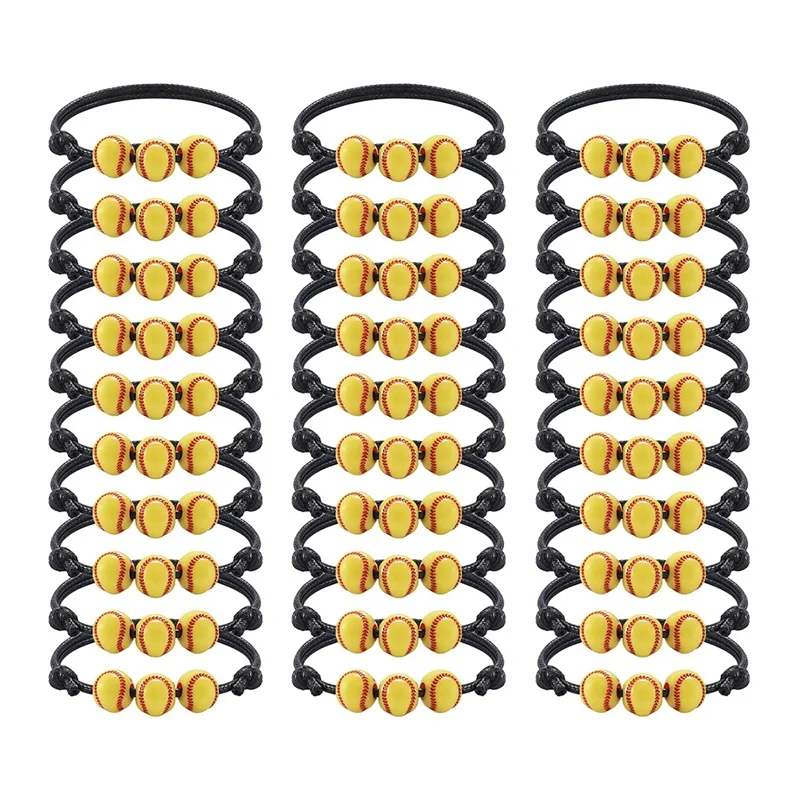 

30 шт., регулируемые бейсбольные браслеты для подростков