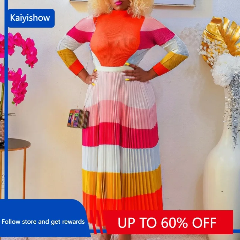 

2 Two Piece Set Africa Clothing African Clothes Plus Size African Dresses for Women 2023 Summer Fall Outfit Print Fold Skirt Set