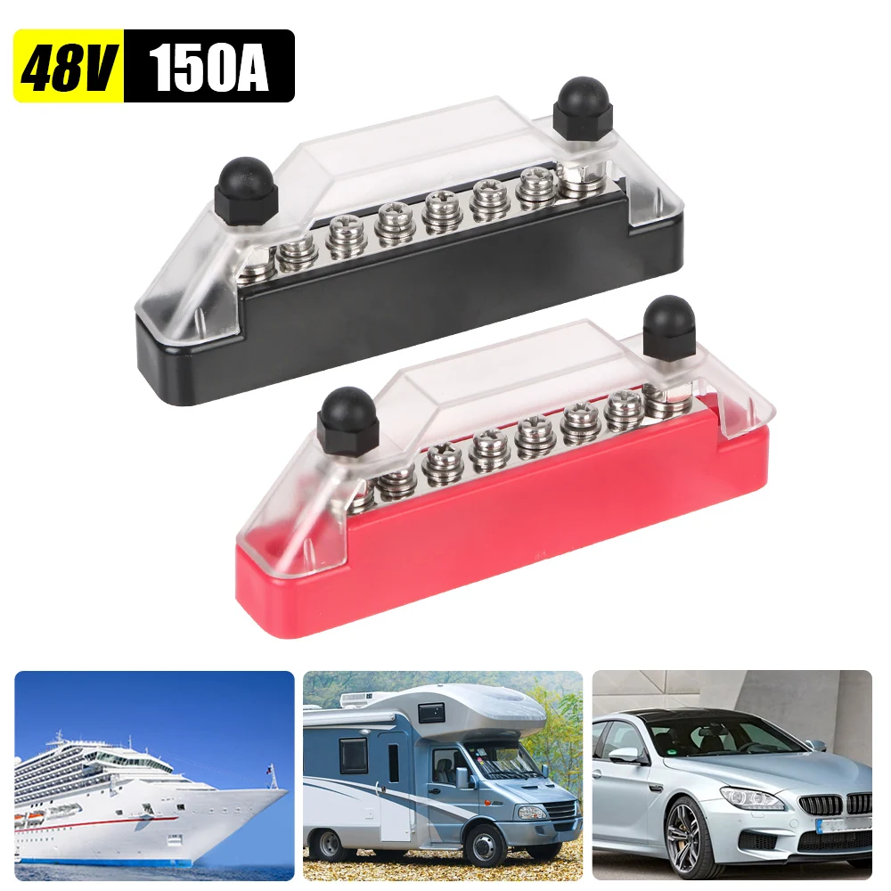 

Circuit Device Bus Bar 48V 150A DC For Boat Truck RV Caravan Car With 6 Pcs Terminals 6 Ways Power Distribution Block