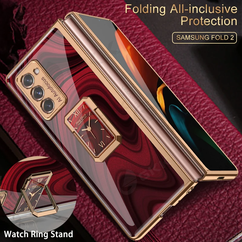 

Чехол для Samsung Galaxy Z Fold 2 с подставкой-кольцом для Galaxy Z Fold 2 3 4 роскошный защитный чехол из анодированного закаленного стекла